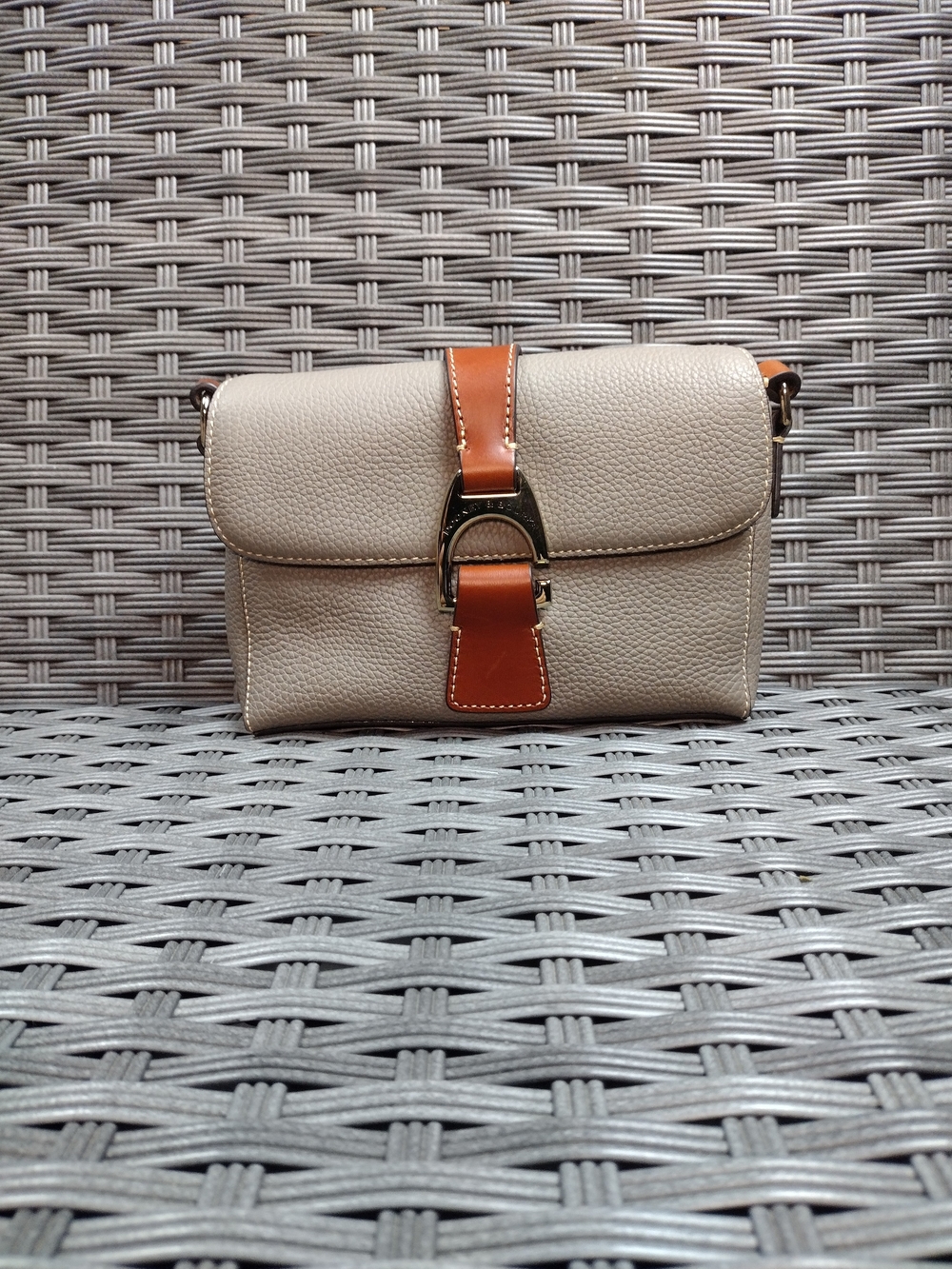 Dooney & Bourke Beige and Brown Leather Crossbody Bag